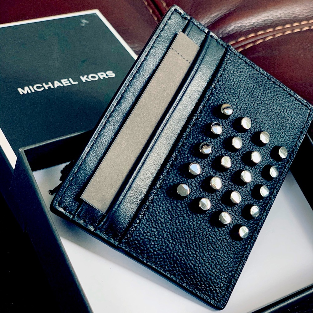 Michael Kors Jet Set Card Case Studded Wallet, NIB